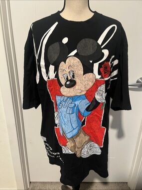 Civil Regime Mickey Mouse Black Short Sleeve Bold Colorful Graphic T-Shirt